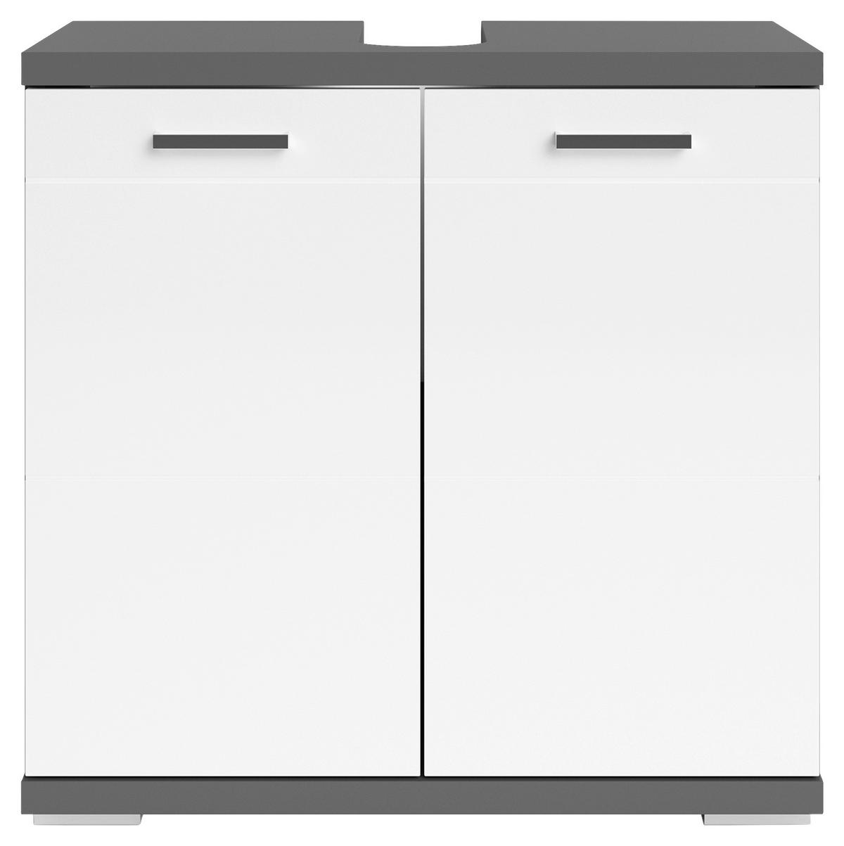Waschbeckenunterschrank Nebras ka ca60x59x31cm Anthrazit/Weiß - Chromfarben/Weiß Hochglanz, MODERN, Holzwerkstoff/Kunststoff (60/59/31,5cm) - MID.YOU