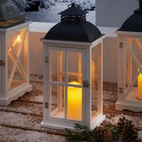 Laterne Bastian inkl. Led-kerze H ca. 51cm - Schwarz/Weiß, MODERN, Glas/Holz (22/19/51cm) - Mömax modern living