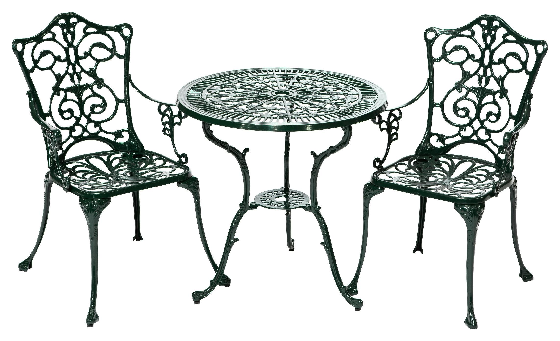 Gartengarnitur 3-tlg. Lugano Metall Grün - Grün, KONVENTIONELL, Metall - Gardenson