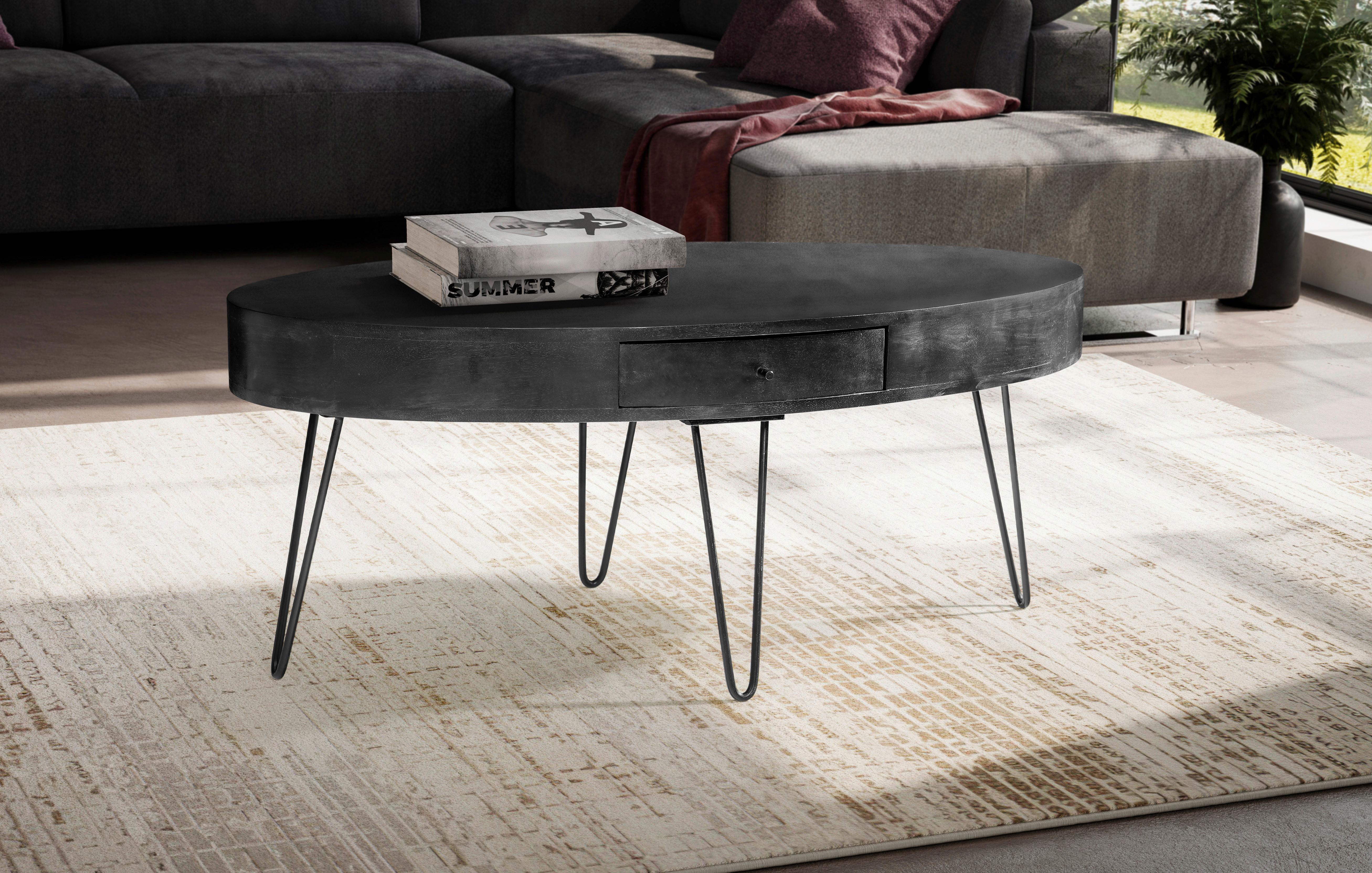 COUCHTISCH WL6.837 - Schwarz, Design, Holz/Metall (100/50/40cm) - MID.YOU