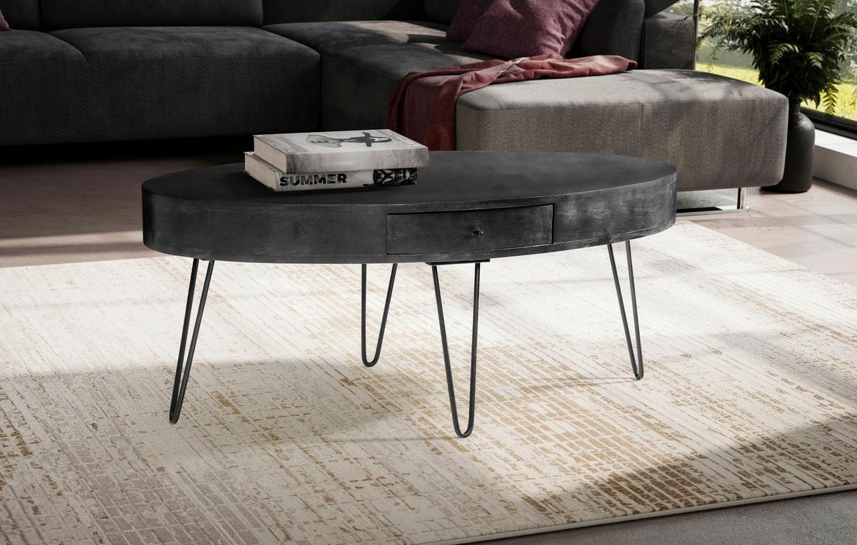 COUCHTISCH WL6.837 - Schwarz, Design, Holz/Metall (100/50/40cm) - MID.YOU