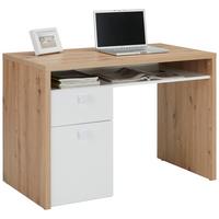Schreibtisch in Weiß/Eichefarben - Eichefarben/Weiß, MODERN, Holzwerkstoff/Kunststoff (110/76,5/60cm) - Mömax