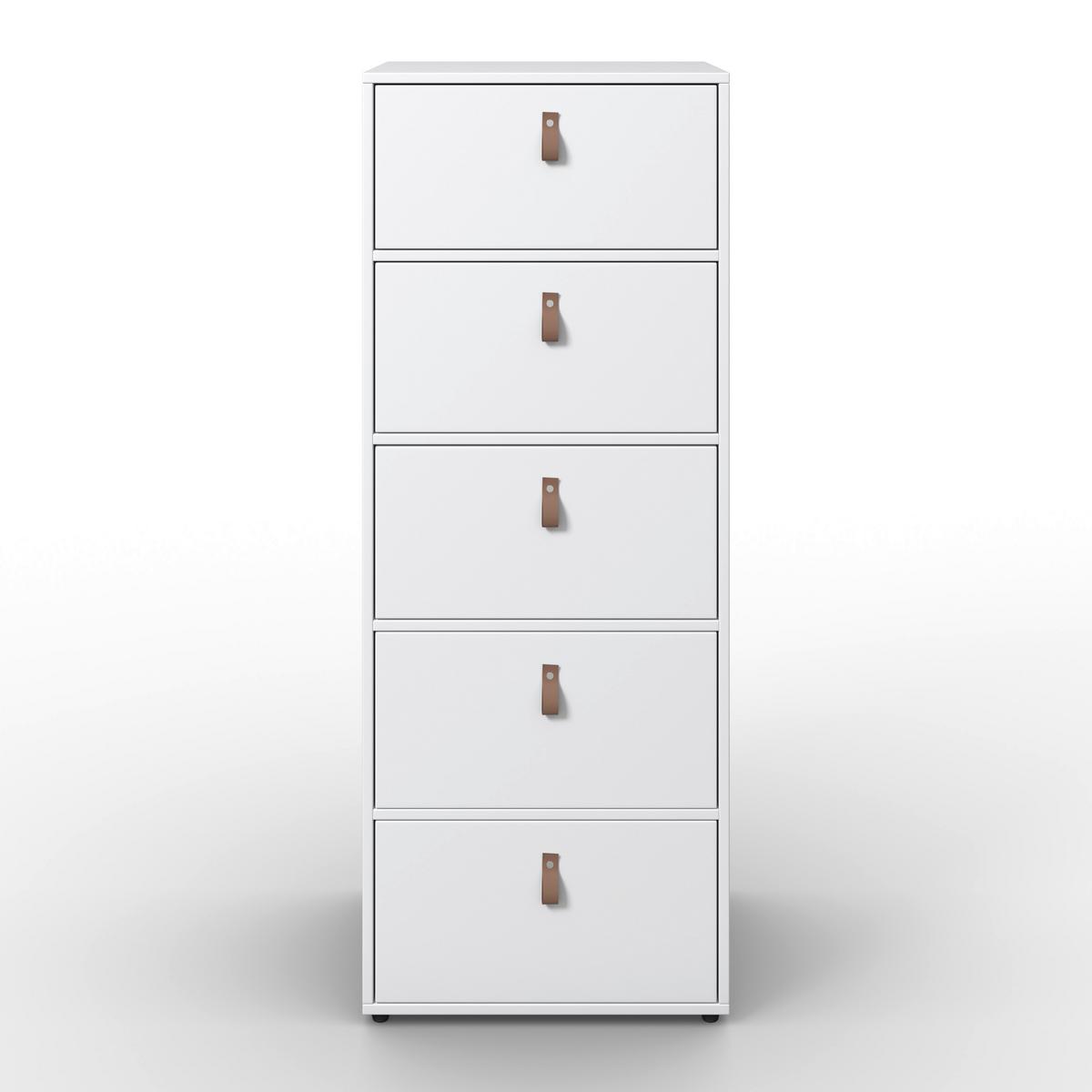 Kommode "Mick", weiß, MDF - Schwarz/Braun, MODERN, Kunststoff (46/119,5/40cm) - Bessagi Home