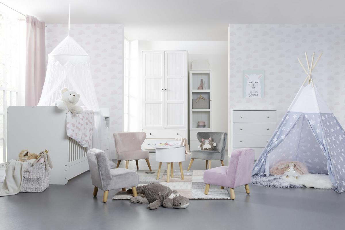 Gitterbett in Weiss ca. 70x140cm - Weiss, Modern, Holzwerkstoff (204,4/95/75cm) - Premium Living