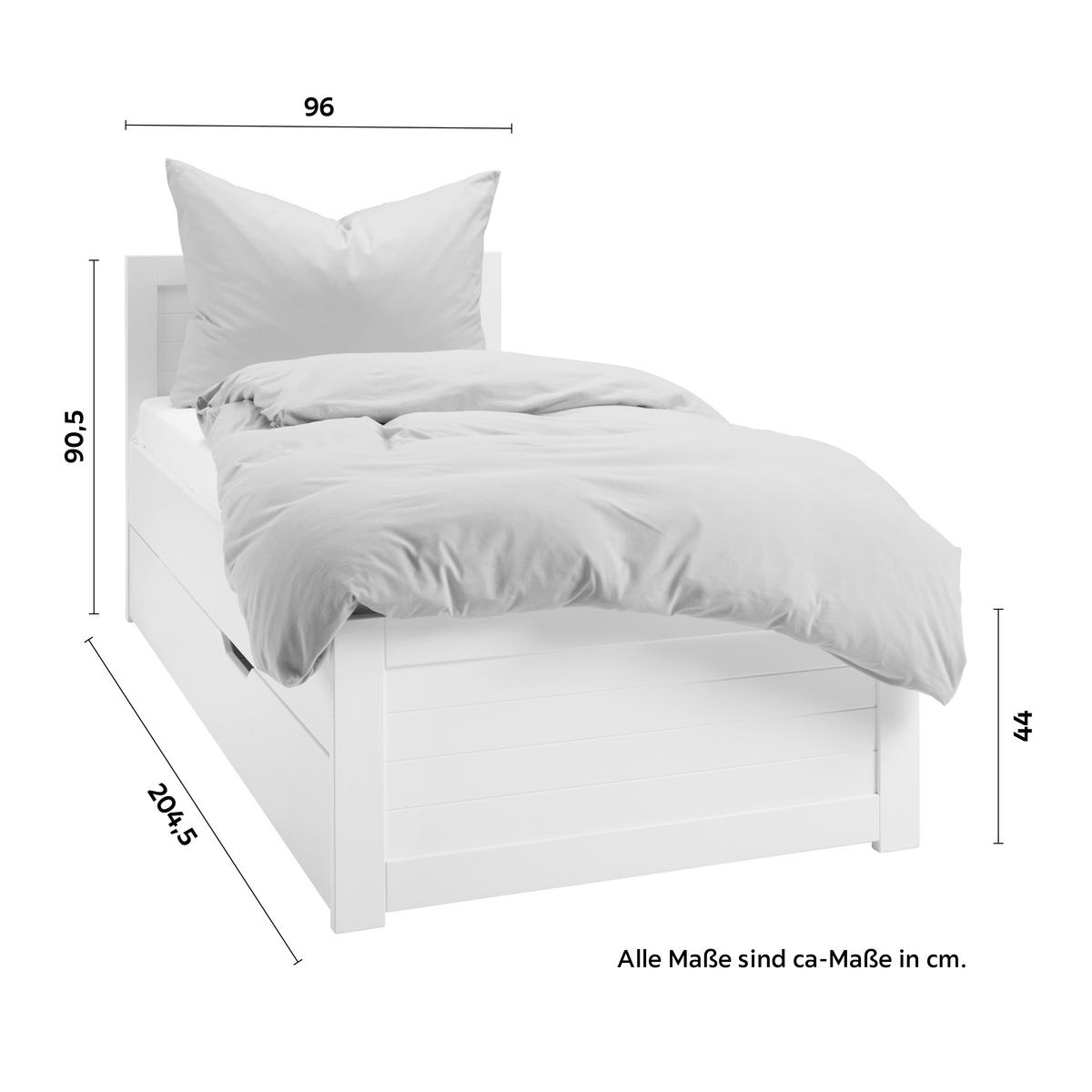 Bett in Weiß ca. 90x200cm - Weiß, ROMANTIK / LANDHAUS, Holz/Holzwerkstoff (105/100/208cm) - Mömax