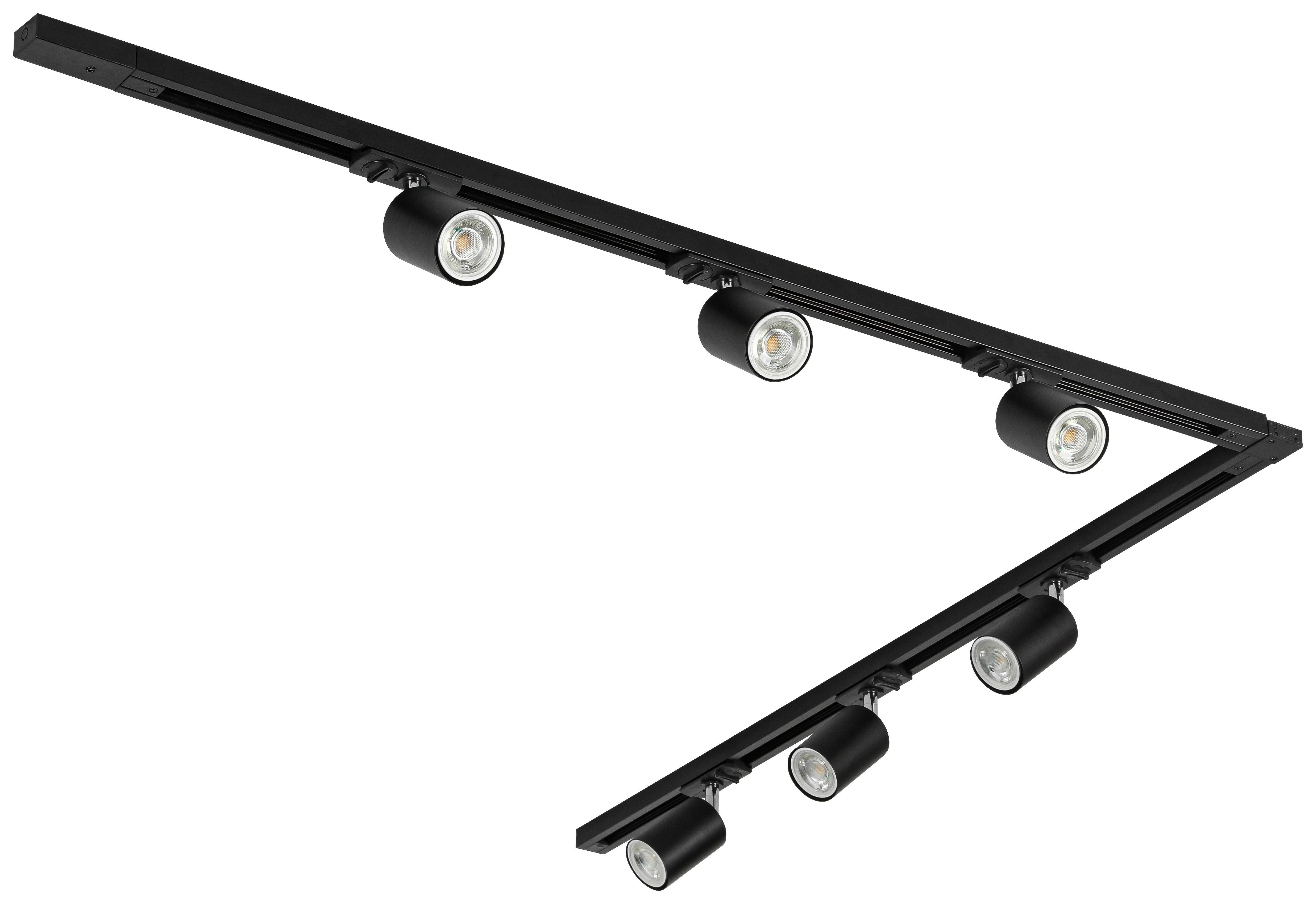 SYSTEM SZYNOWY BINE - czarny/kolor chromowy, Trend, tworzywo sztuczne/metal (110/104/14cm) - Novel