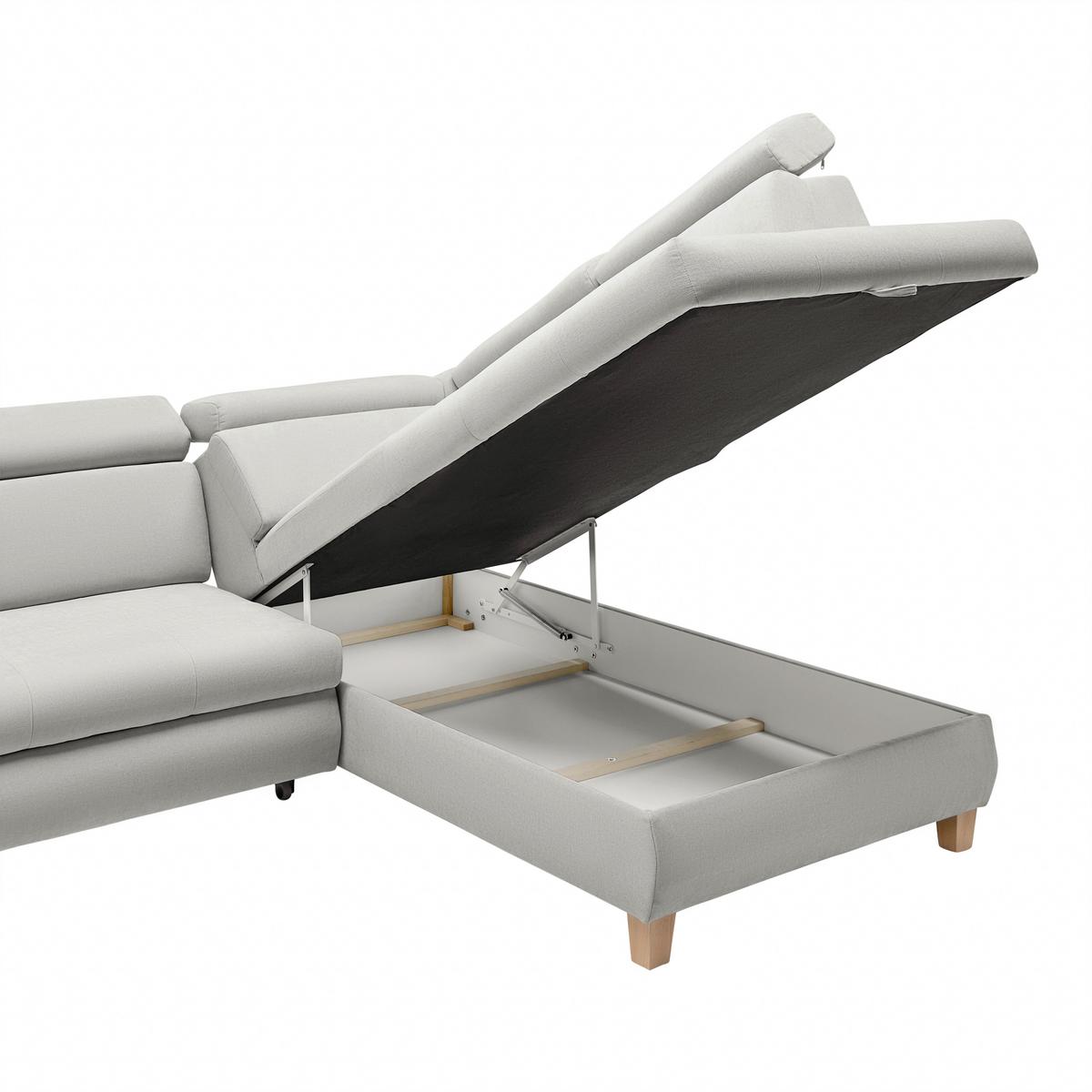 Wohnlandschaft Lugo Grauweiß - Grauweiß, MODERN, Holz/Kunststoff (266/98/205cm) - Mömax