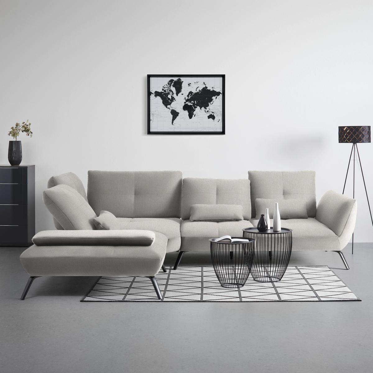 Wohnlandschaft Trendy Beige - Beige/Schwarz, MODERN, Holzwerkstoff/Textil (250/93/310cm) - Premium Living