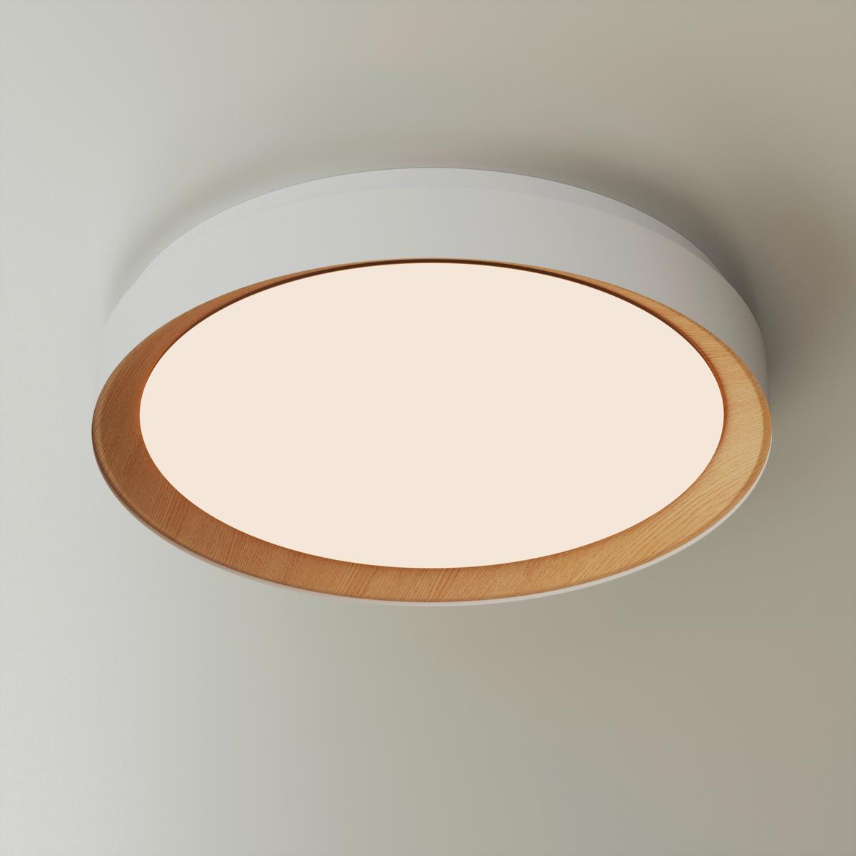 LAMPA SUFITOWA LED NASHVILLE - biały/kolor dębu sonoma, Basics, tworzywo sztuczne/metal (48/8cm) - Novel