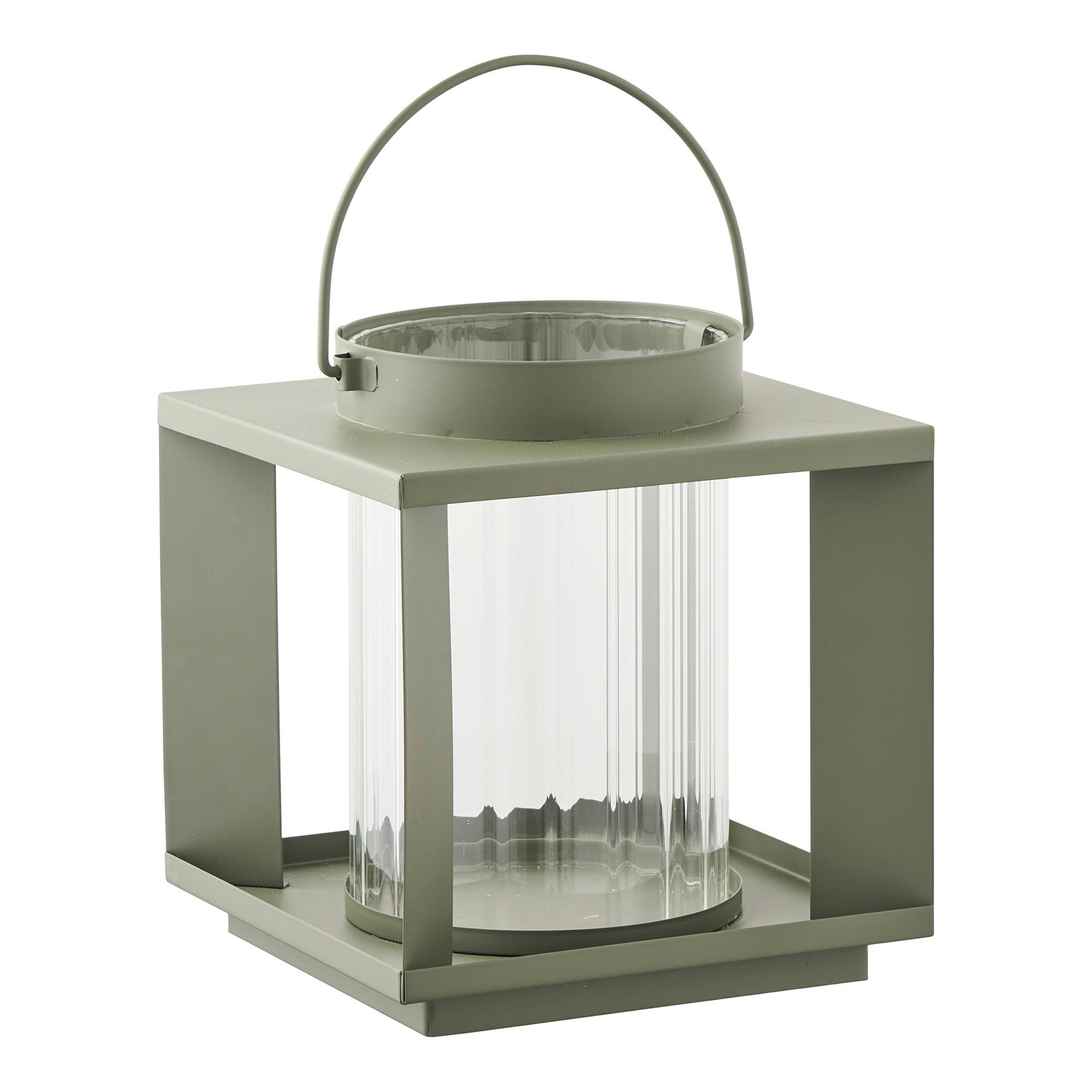 Laterne Lohals Lanterne Grün - Grün, Basics, Glas/Metall (18/20,5/18cm)