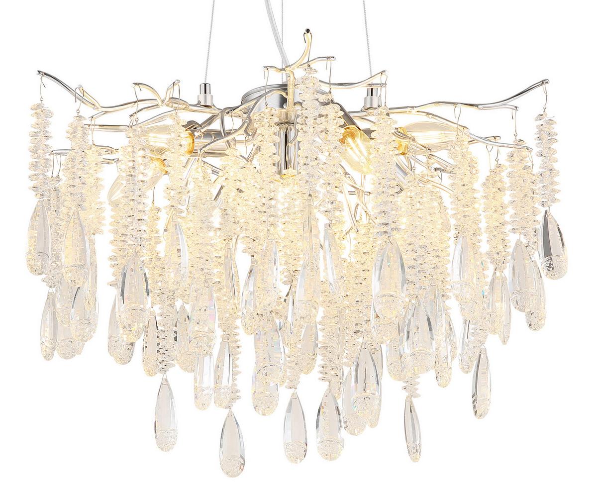 Viseća Svjetiljka Kinga - srebrne boje/prozirno, Konvencionalno, staklo/metal (60/120cm) - Globo