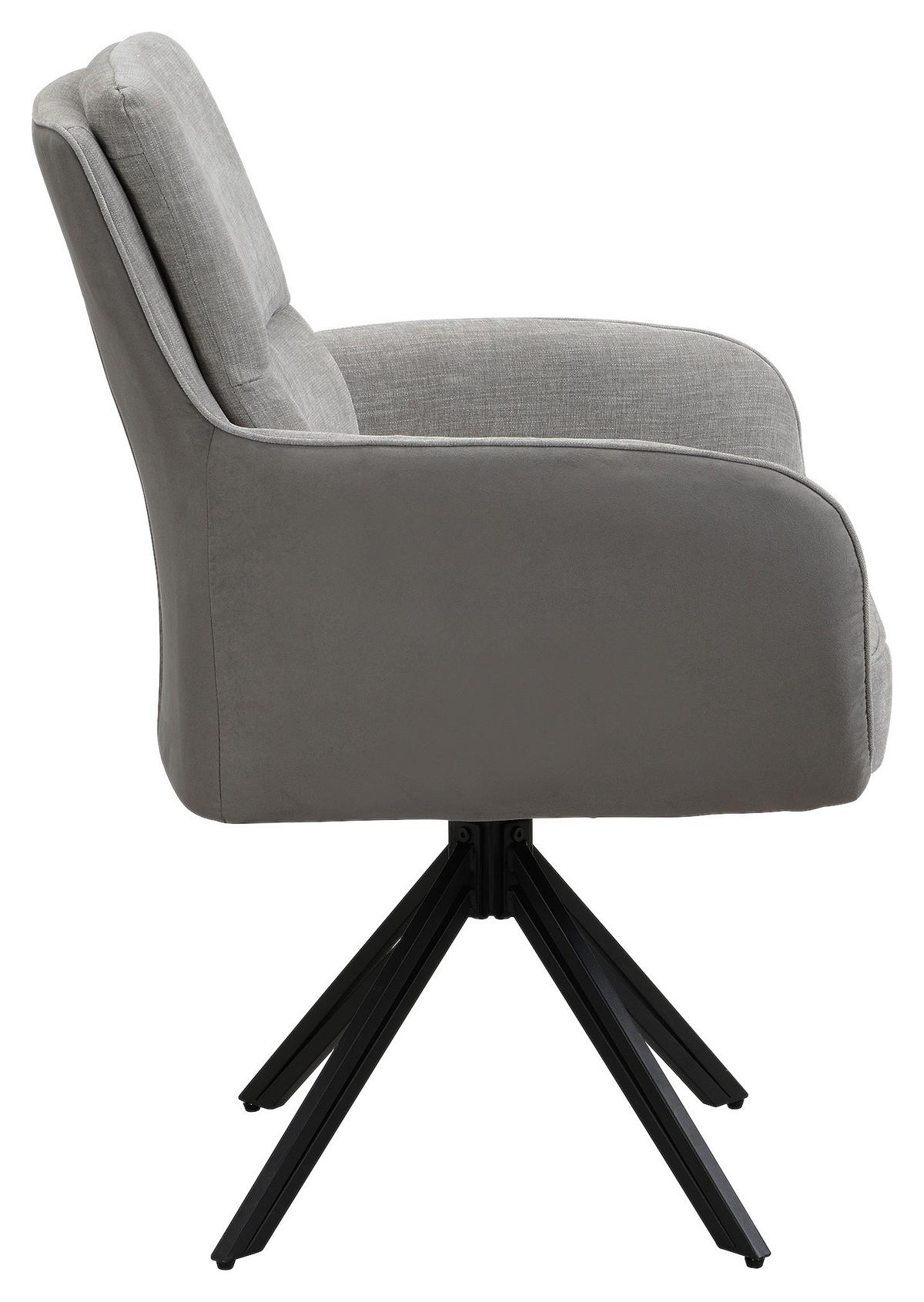 STUHL-SET TINO - Hellgrau/Schwarz, MODERN, Textil/Metall (62/94/70cm) - MID.YOU
