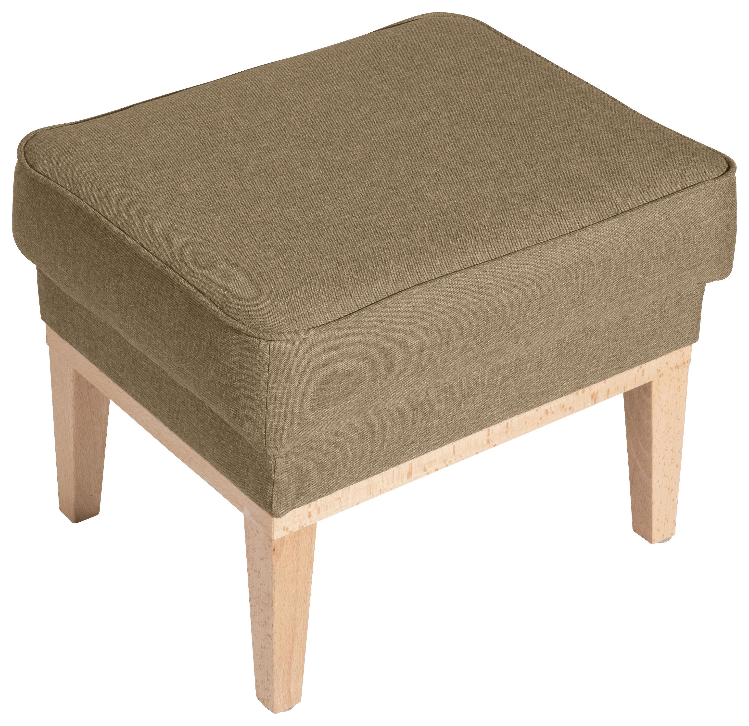 HOCKER ANGELO - Sandfarben/Naturfarben, KONVENTIONELL, Holz/Textil (50/41/41cm) - Max Winzer