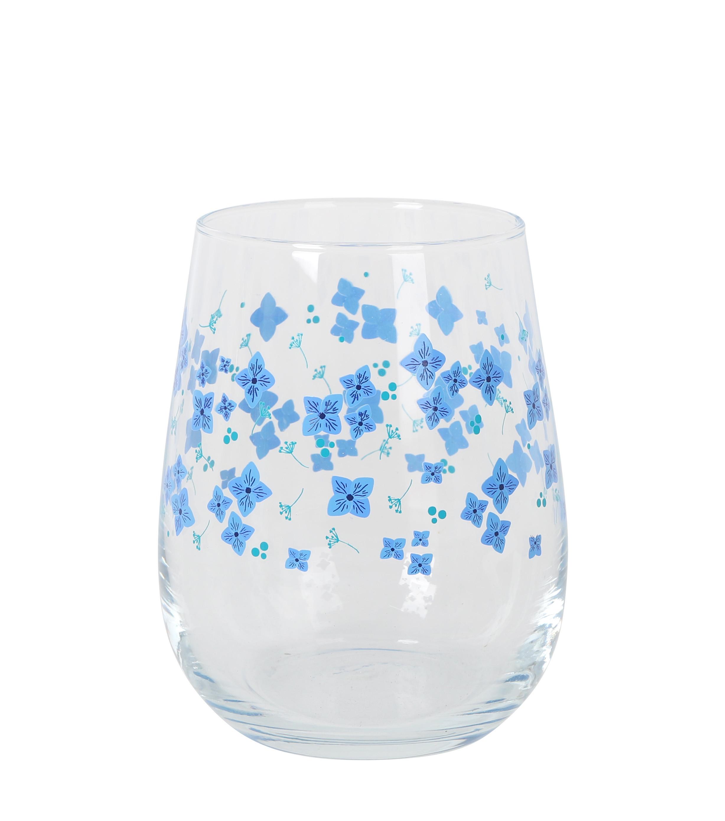 Set de pahare 4/1 Flores, cca. 360 ml - albastru, Basics, sticlă (6,5/10cm)