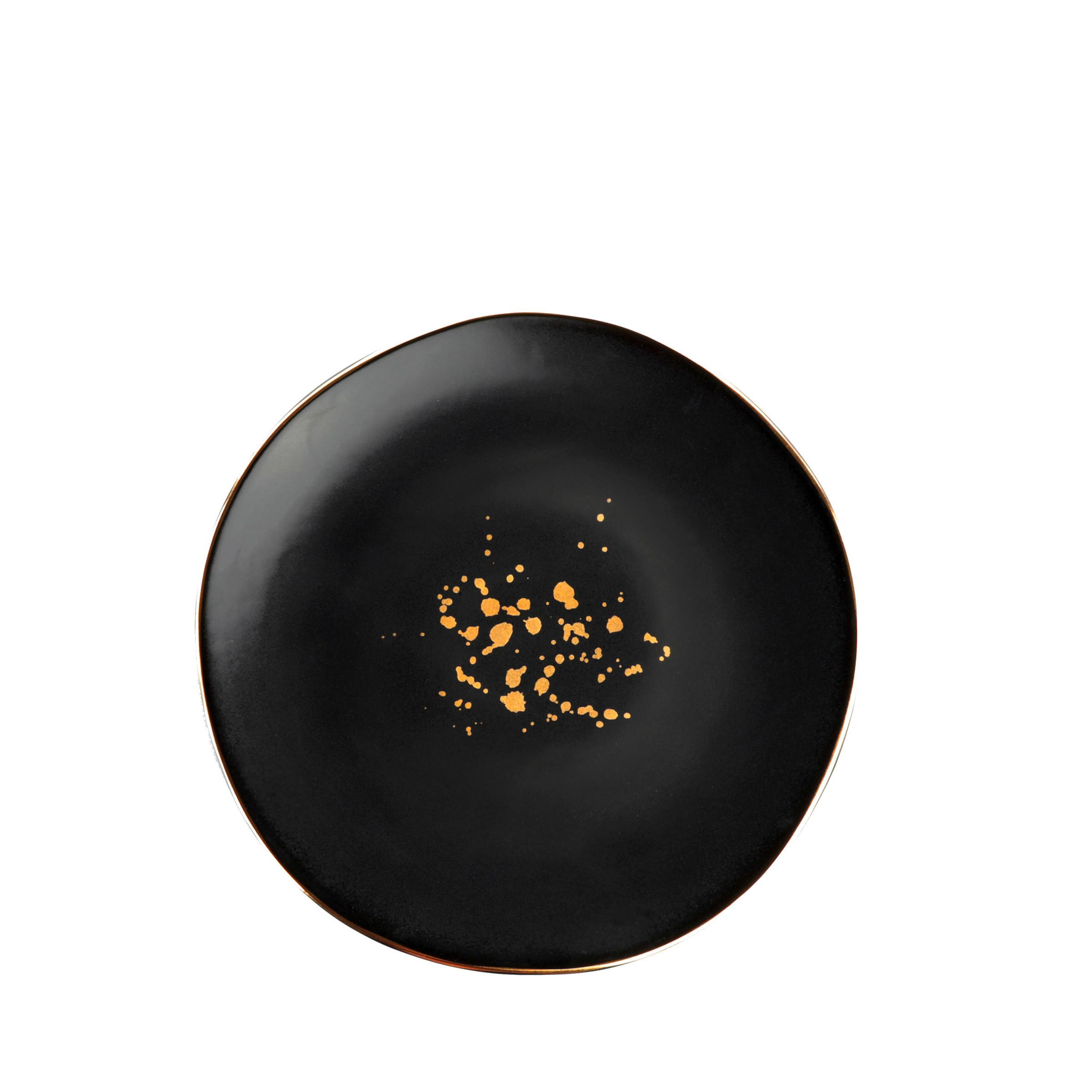 Desertni Krožnik Onix - zlate barve/črna, Moderno, keramika (20,5cm) - Premium Living