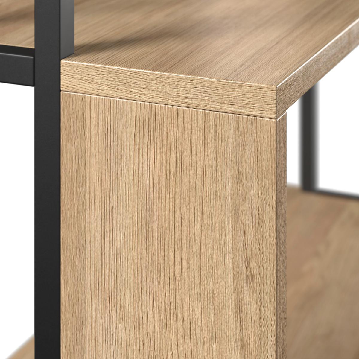 Regal Finn Eiche/Schwarz - Eichefarben/Schwarz, MODERN, Holzwerkstoff/Metall (80/185/35cm) - Bessagi Home