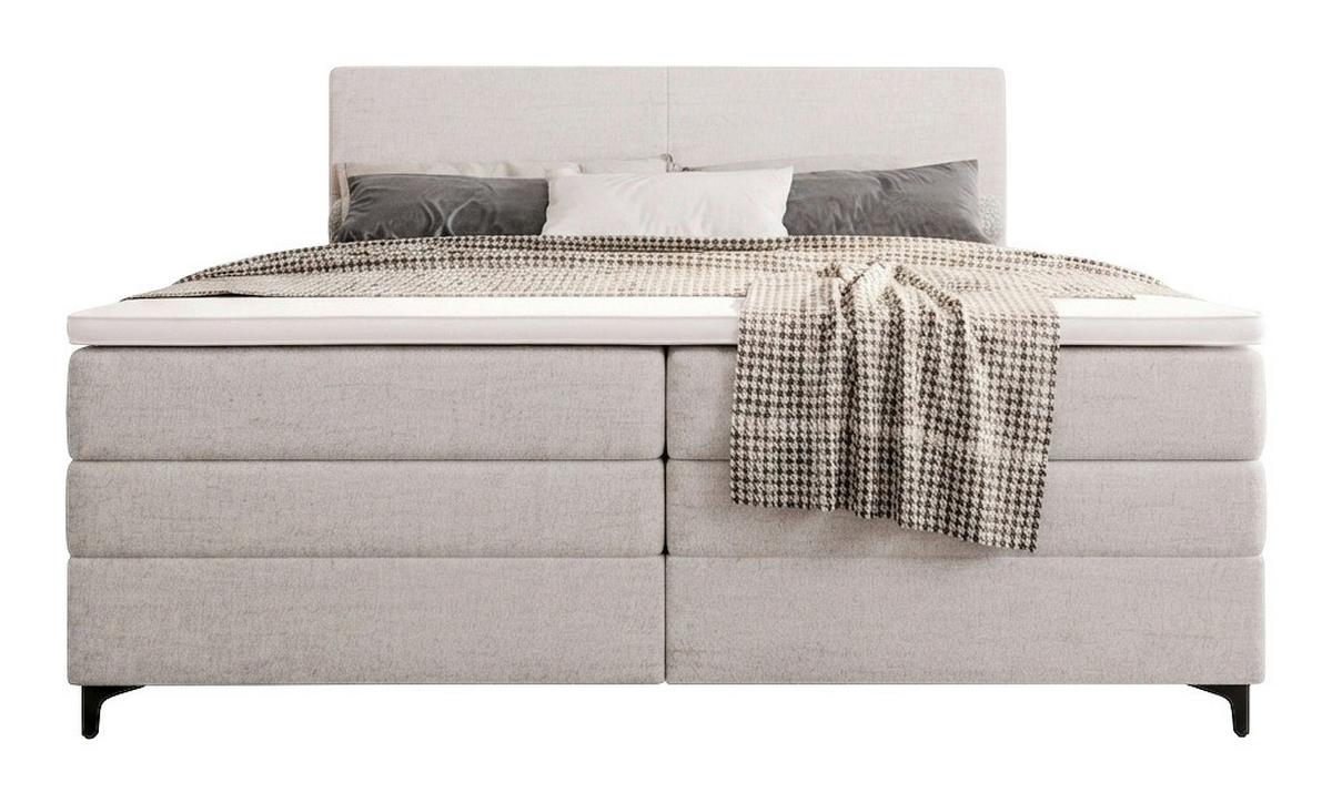 Boxspringbett Bari Creme ca. 180x200cm - Creme/Schwarz, KONVENTIONELL, Textil/Metall (180/200cm) - Mömax