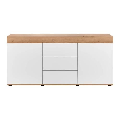 Komoda Cara, Bela, Hrast - barve hrasta/bela, Moderno (160/76/40cm) - Bessagi Home