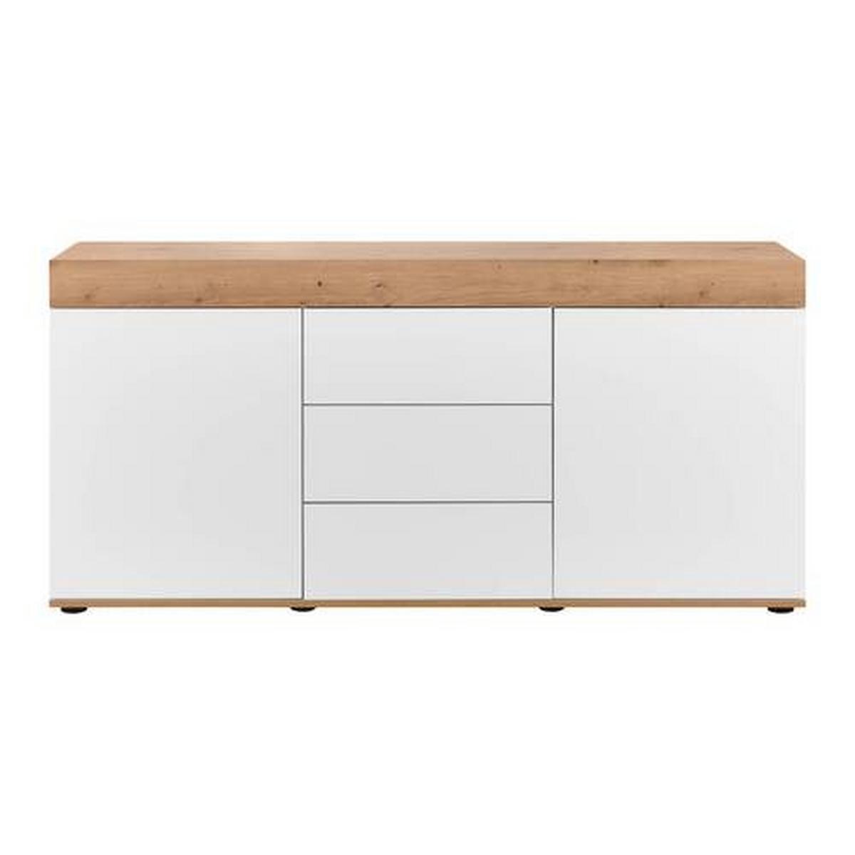 Komoda Cara, Bela, Hrast - barve hrasta/bela, Moderno (160/76/40cm) - Bessagi Home