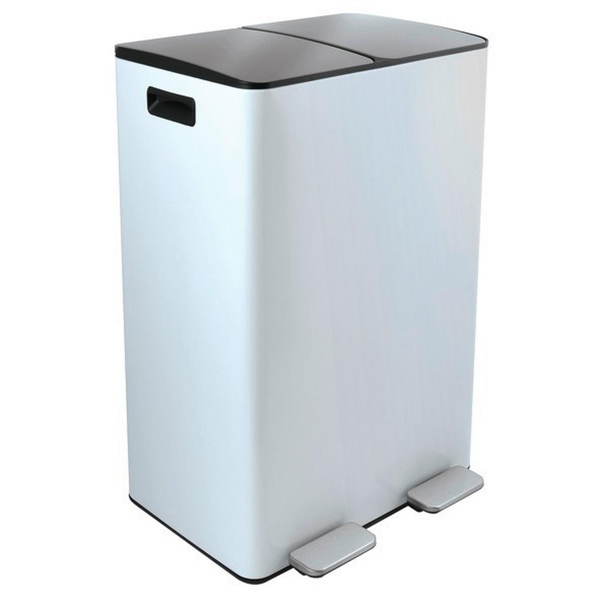 Treteimer Aliya Matt-White - Weiss/Schwarz, Basics, Kunststoff/Metall (45/30/71cm) - Spirella