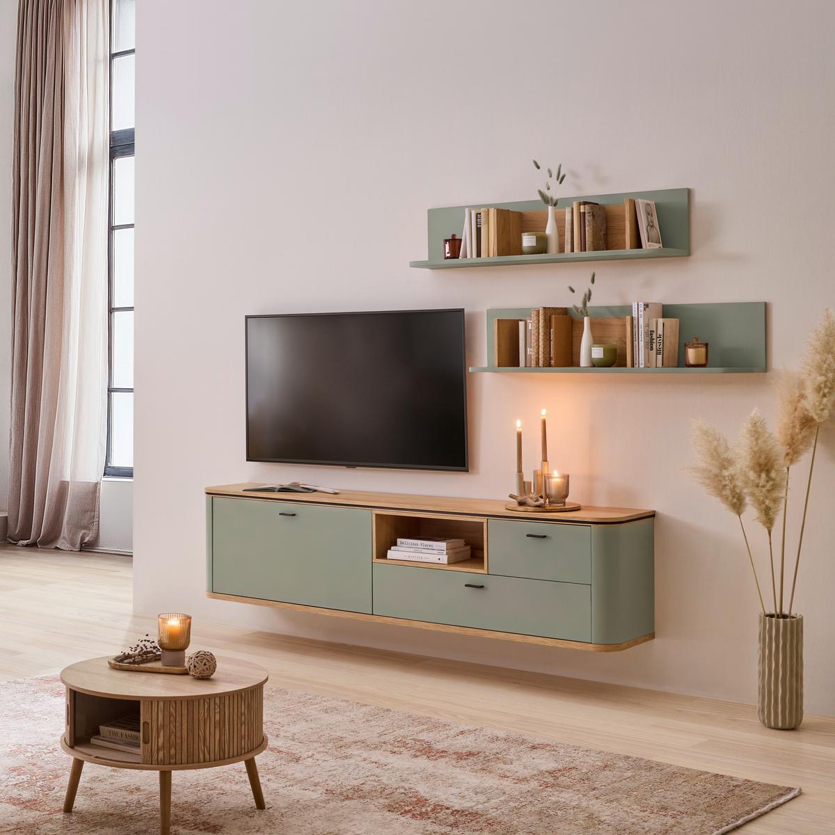 Wandboard Lagos Salbeigrün/Eichefarben - Salbeigrün/Eiche Artisan, MODERN, Holzwerkstoff (120/27/23,4cm) - Premium Living