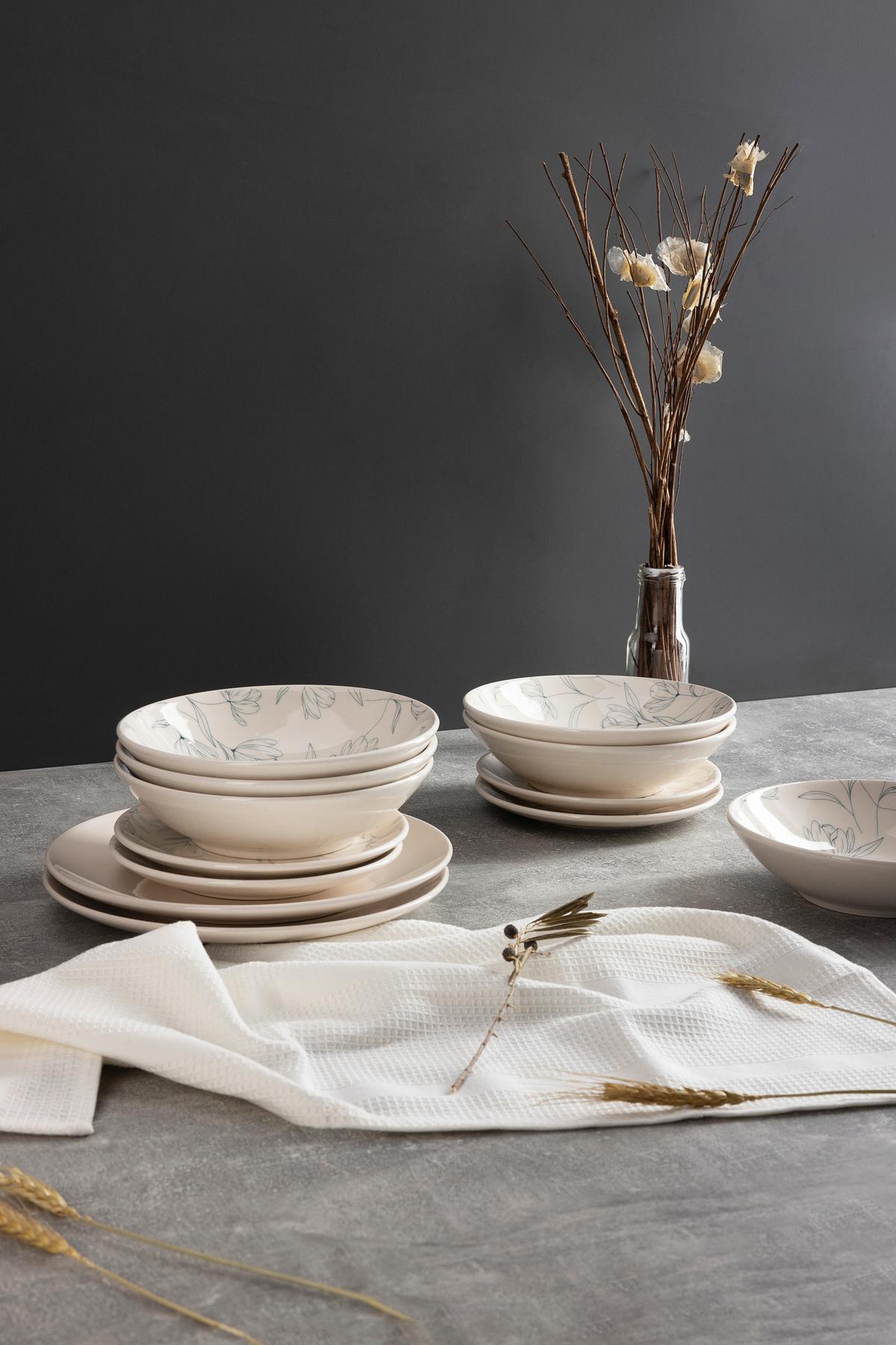 ZASTAWA STOŁOWA FLOWER - biały, Lifestyle, ceramika - Novel