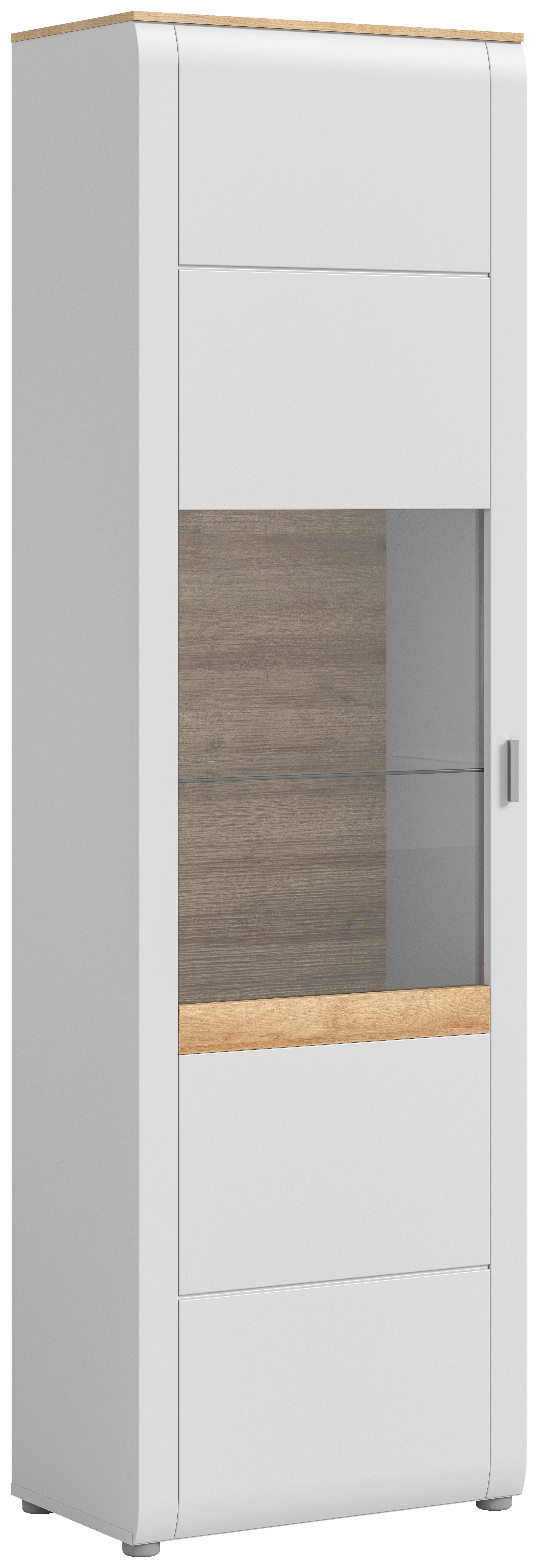 Vitrine Ashton ca. 61x202 cm Aschgrau/Eiche - Design, Glas/Holzwerkstoff (61/202/43cm) - MID.YOU