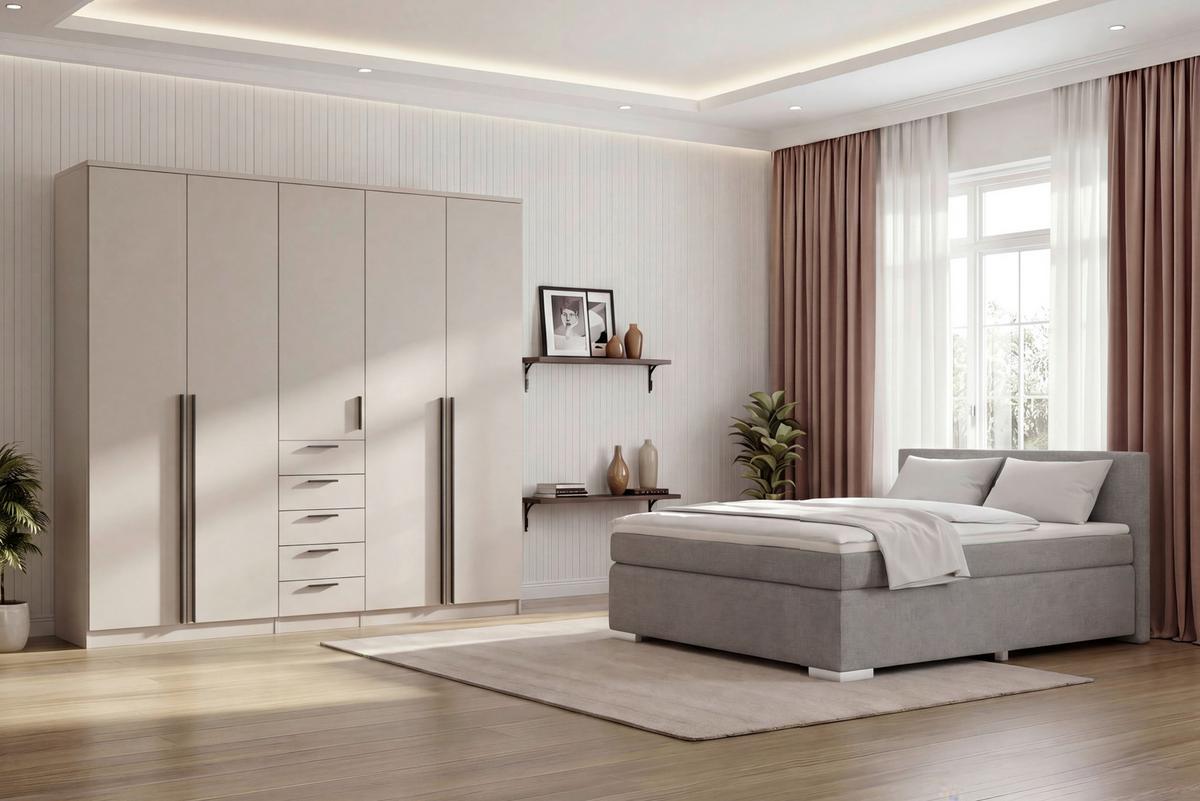 Ormar S Klasičnim Vratima Arnis - kašmir/crna, Konvencionalno, drvni materijal/plastika (225/210/52cm) - Modern Living