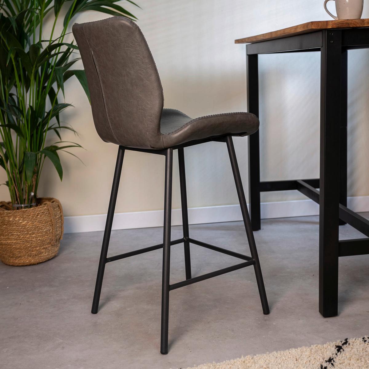 Barhocker-Set Barron 2er-Set ca. 47x99 cm Anthrazit - Anthrazit/Schwarz, KONVENTIONELL, Kunststoff/Textil (47/99/40cm) - MID.YOU