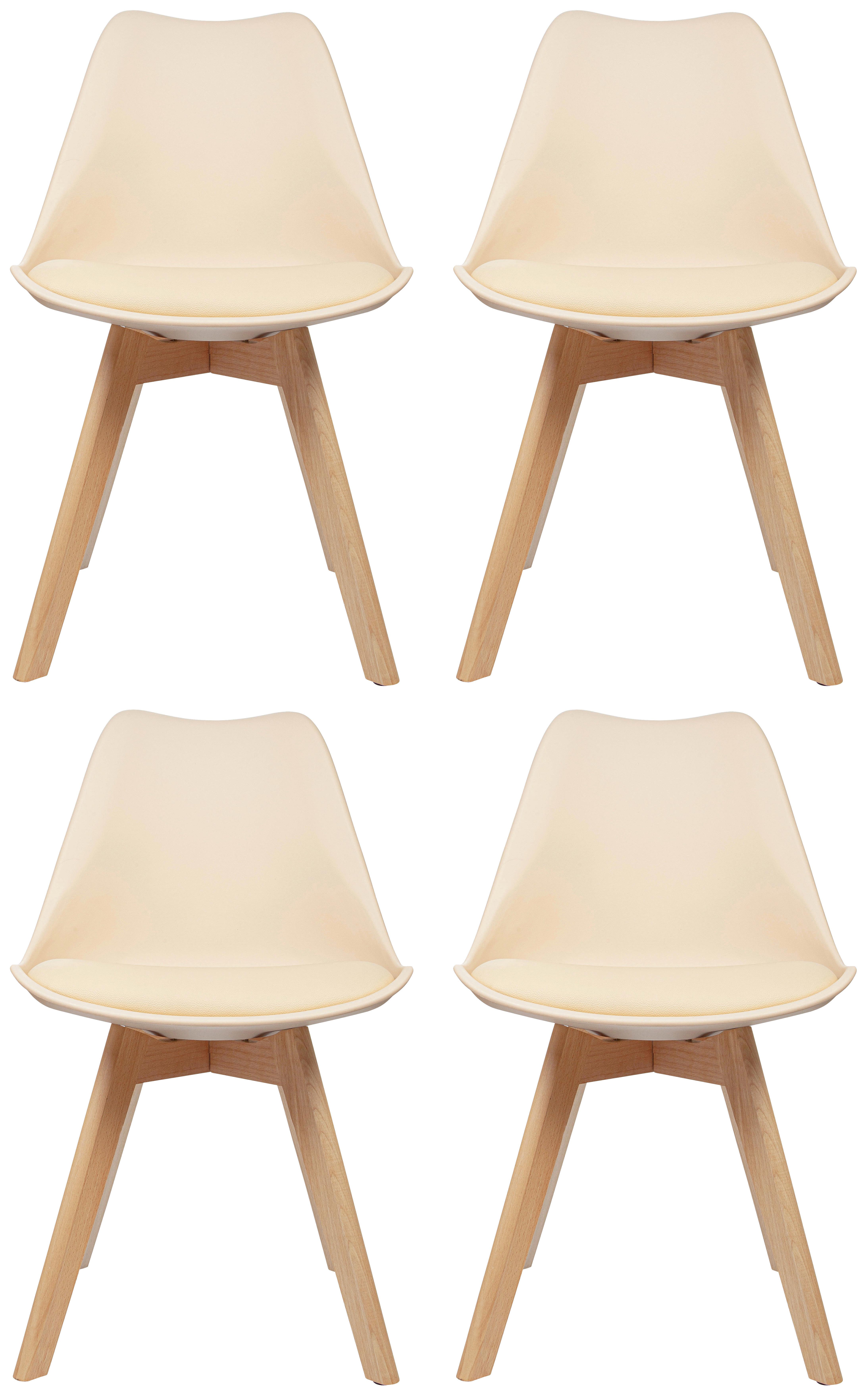 Set Stolov Scandi, Bež, Bukev, 4-Delni - barve bukve/bež, Moderno, tekstil/les (48/87/56cm) - MID.YOU