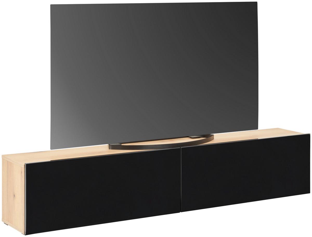 Tv Komoda Otis - boje hrasta/crna visoki sjaj, Moderno, drvni materijal/plastika (180/37/31,6cm) - Modern Living