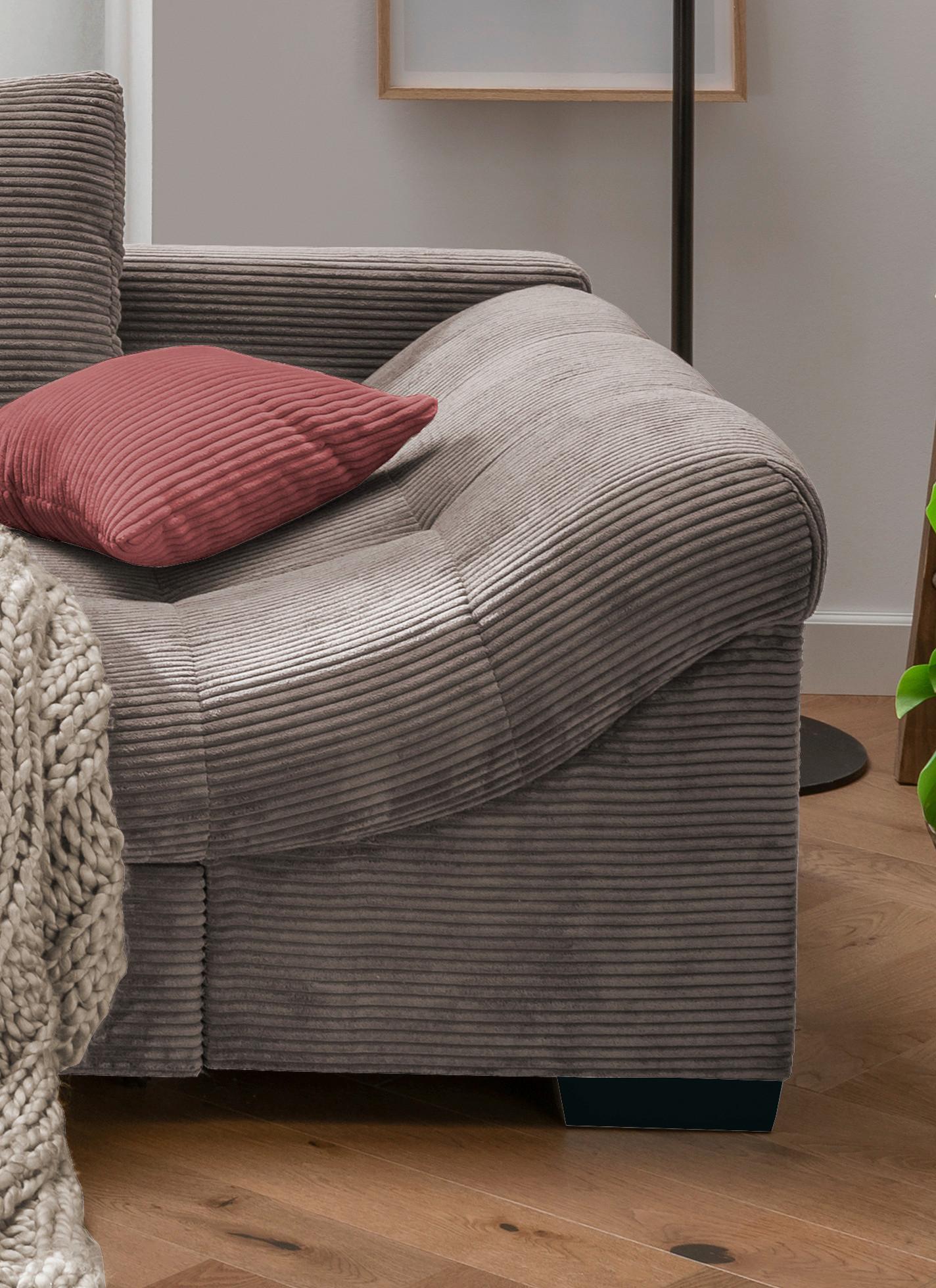 Sedežna Garnitura Alvito, Rjava, Siva, Ležišče - rjavosiva/barve korale, Design, tekstil/les (202/298cm) - Modern Living