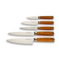 Messerset Damaszener Braun/Silber 5-teilig - Silberfarben/Bernsteinfarben, Basics, Holz/Metall - Echtwerk