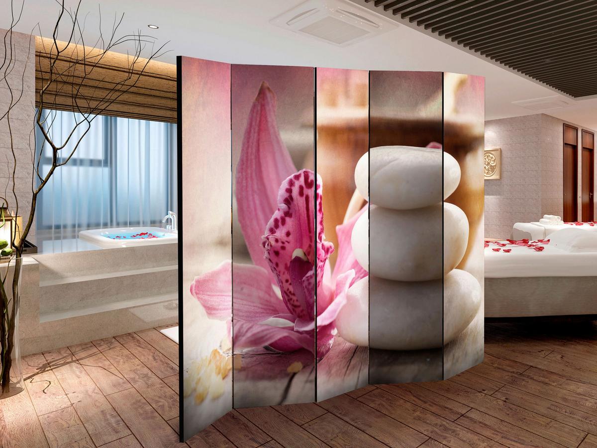 Paravan Aromatherapy Ii, Dvostranski, 5-Delni - pink/bež, Basics, tekstil/les (225/172/3cm) - artgeist