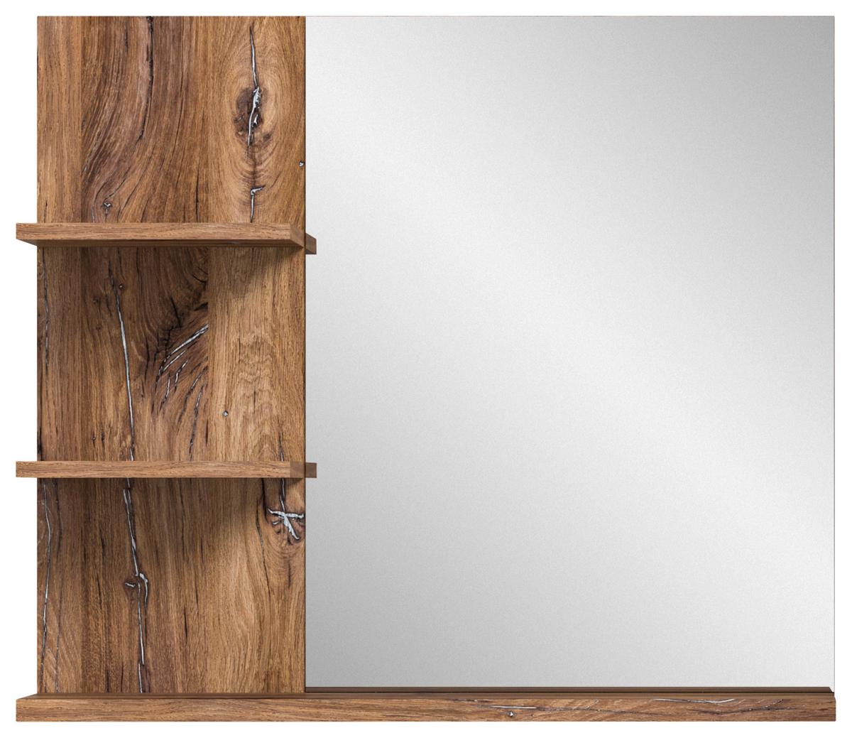 Badezimmerspiegel Ramon ca. 80x70 cm Eiche - MODERN, Glas/Holzwerkstoff (80/70/20cm) - MID.YOU