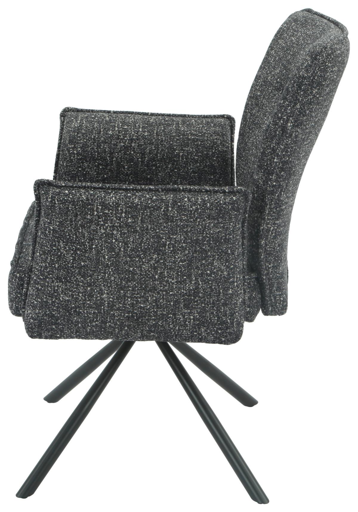 Armlehnstuhl Ellen Giga S Anthrazit - Anthrazit/Schwarz, Modern, Textil/Metall (65.5/90/60cm) - Premium Living
