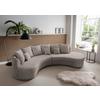 Wohnlandschaft Limoncello grau-braun Cord - Graubraun/Schwarz, Design, Kunststoff/Textil (300/160cm) - Livetastic