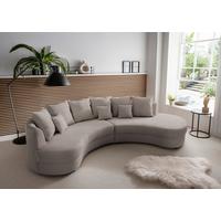 Wohnlandschaft Limoncello grau-braun Cord - Graubraun/Schwarz, Design, Kunststoff/Textil (300/160cm) - Livetastic