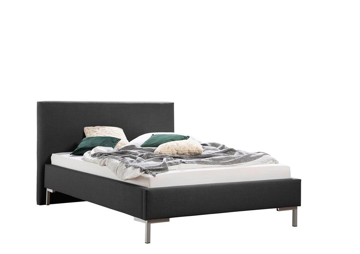 Polsterbett Minto Anthrazit ca. 140x200 cm - Anthrazit/Silberfarben, MODERN, Textil/Metall (140/200cm) - Livetastic