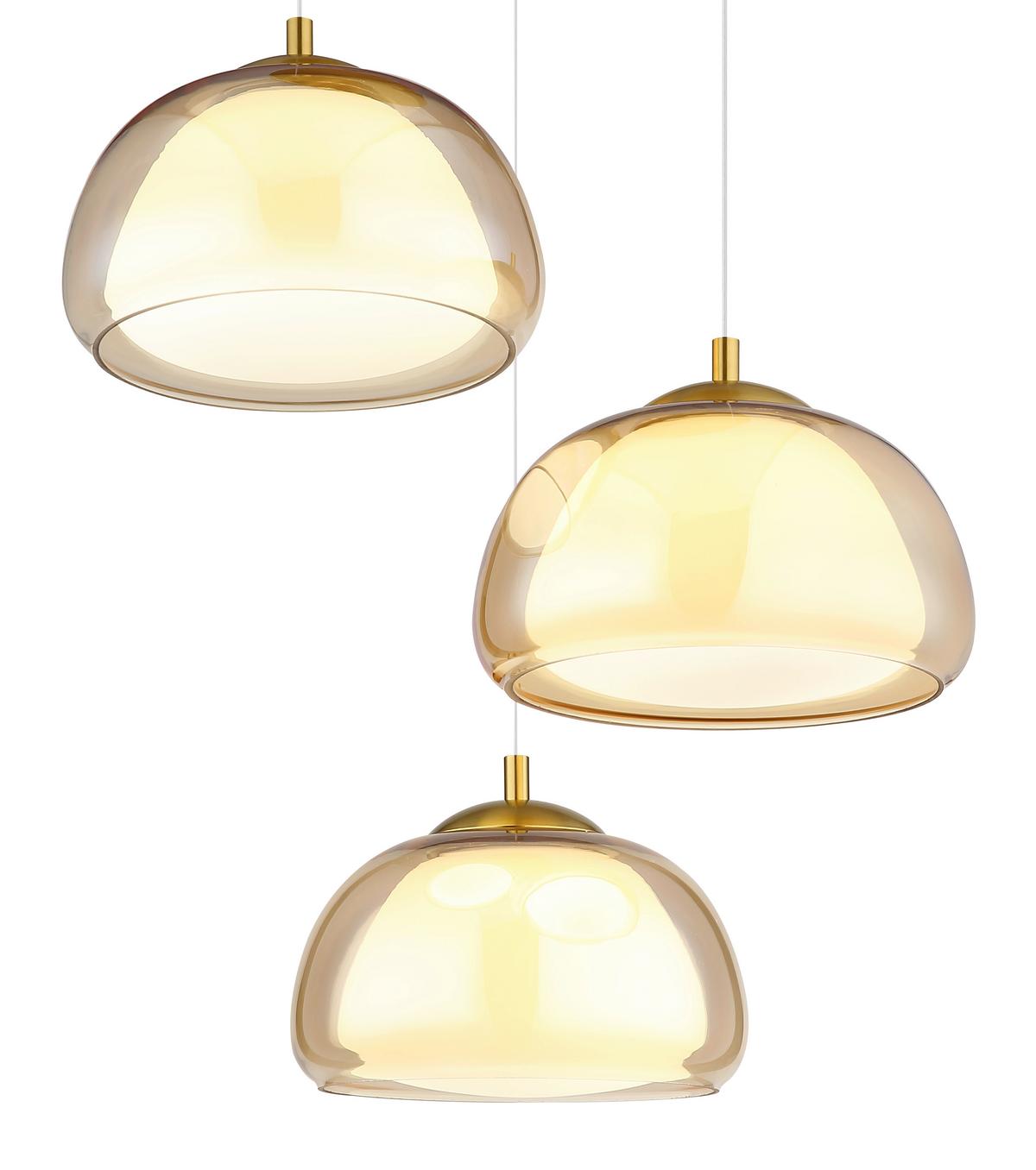 Led Viseća Svjetiljka Avila - bijela/zlatne boje, Design, staklo/metal (50/150cm) - Globo
