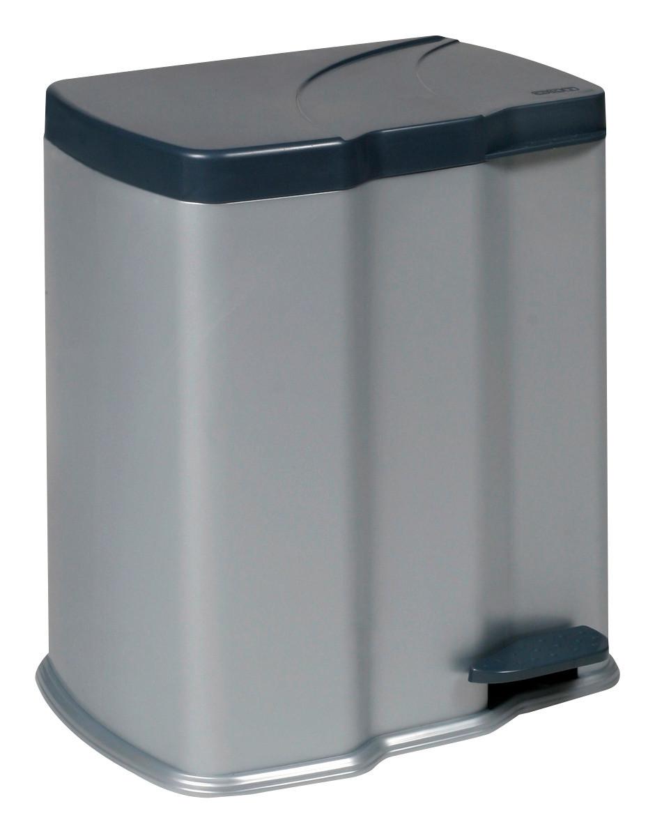 Treteimer Gunnar in Schwarz/Silberfarben - Silberfarben/Schwarz, Kunststoff (39,5/29/43cm) - Modern Living