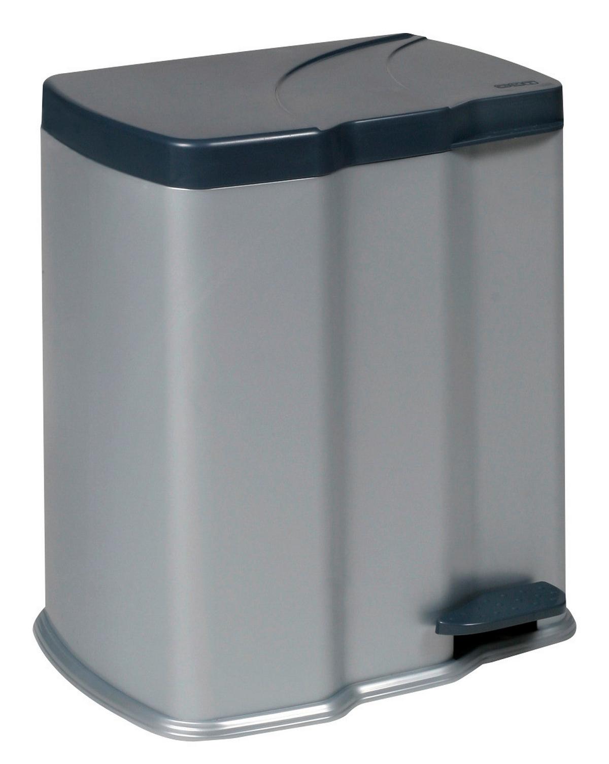 KOSZ NA ŚMIECI Z PEDAŁEM GUNNAR - kolor srebrny/czarny, tworzywo sztuczne (39,5/29/43cm) - Modern Living