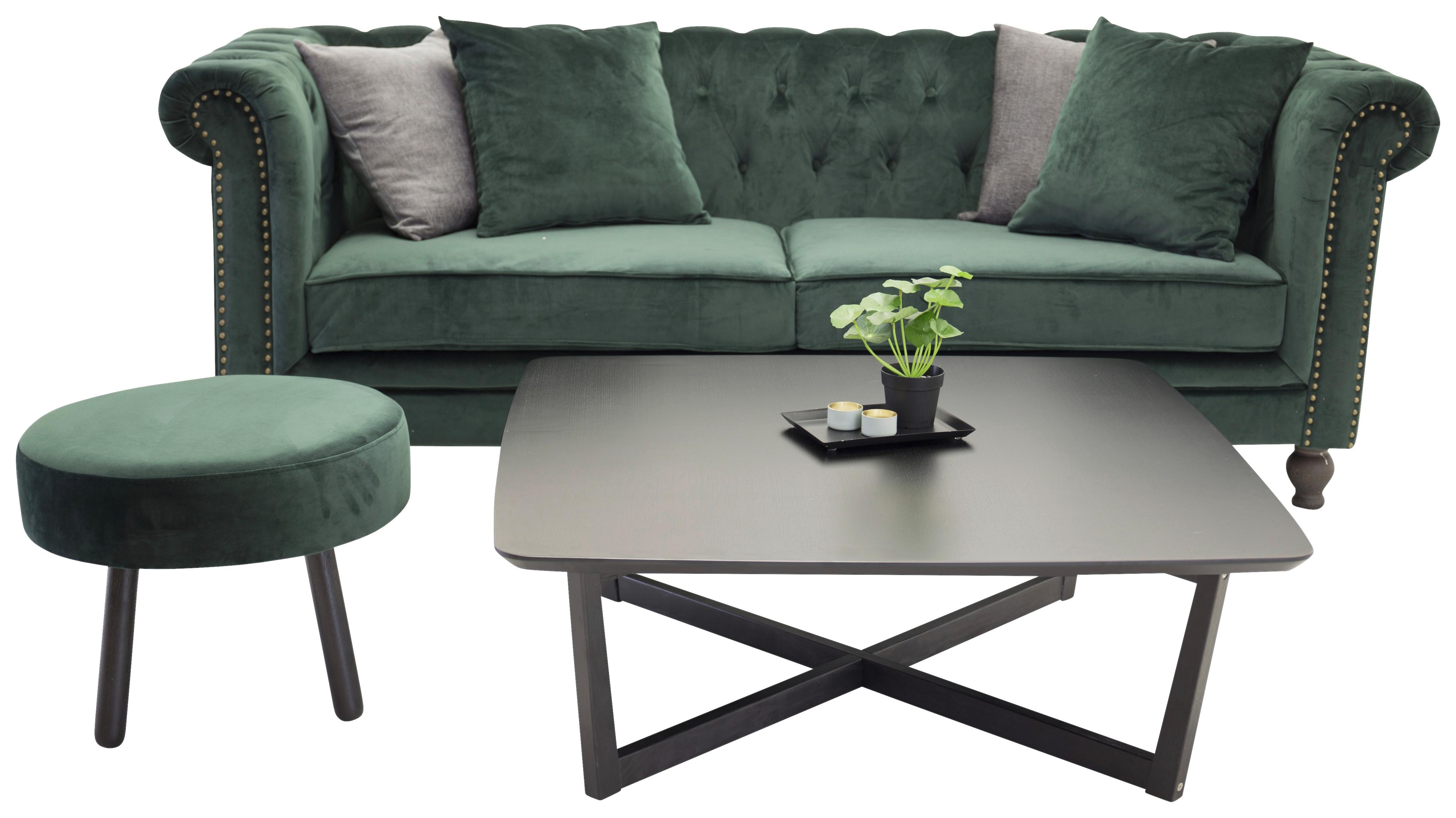 CHESTERFIELD-SOFA VELVET - Braun/Grün, Design, Holz/Textil (217/80/88cm) - Livetastic