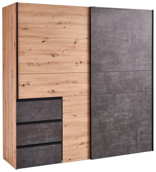 SZAFA PRZESUWNA/PODWIESZ.DRZWI WINN 2 - czarny/ciemnoszary, Konventionell, materiał drewnopochodny/tworzywo sztuczne (200/200/61cm) - Carryhome