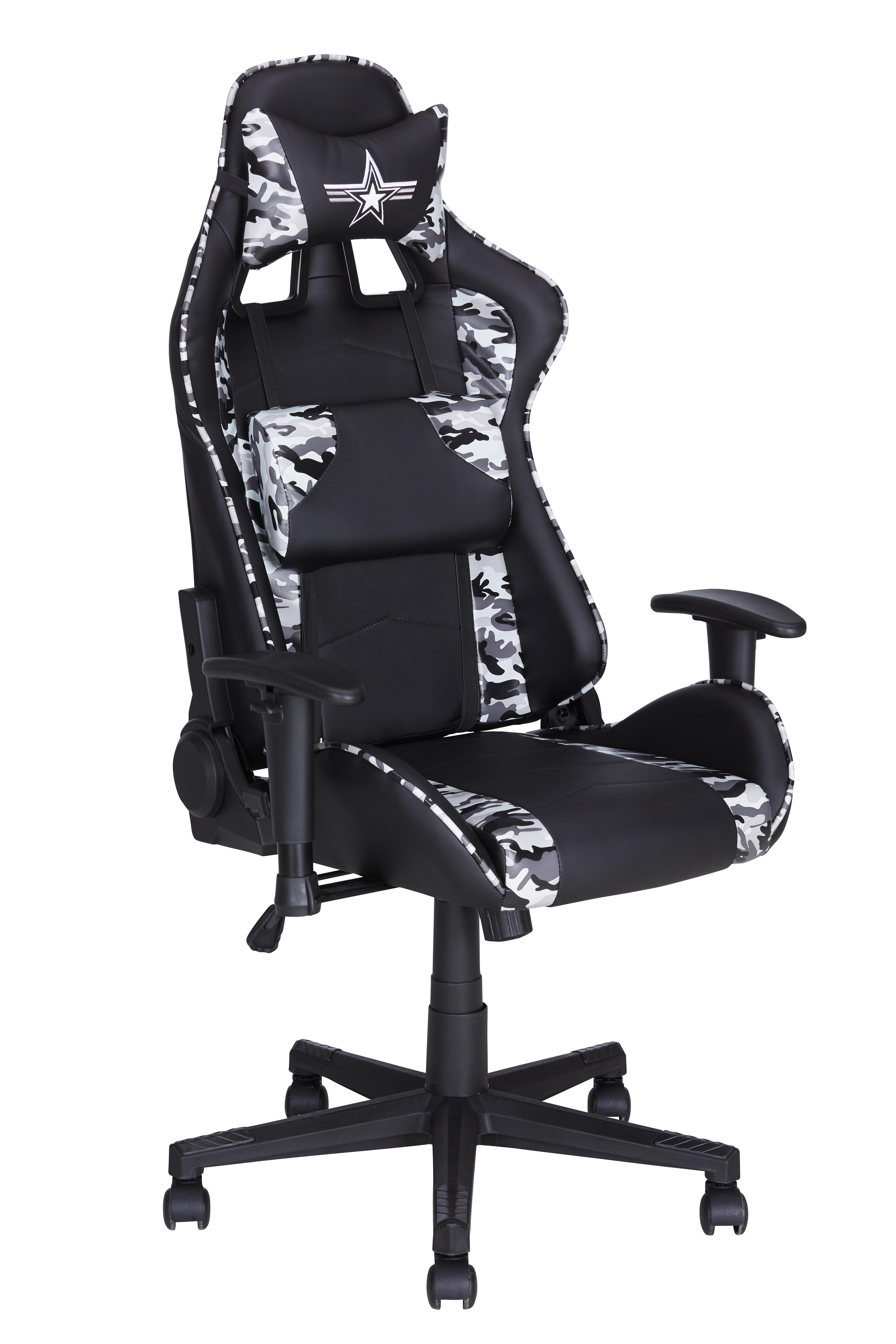 Gamingstuhl in Grau/Schwarz - Schwarz/Grau, MODERN, Kunststoff/Textil (67/125-135cm) - Modern Living