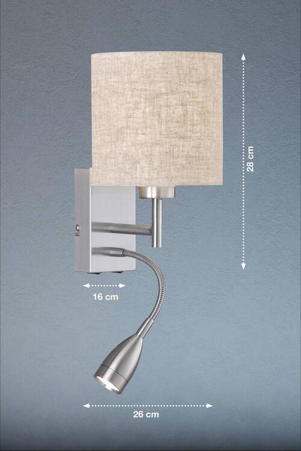 Wandleuchte max. 40 Watt - Sandfarben/Nickelfarben, Basics, Textil/Metall (16/16/28cm) - Fischer & Honsel