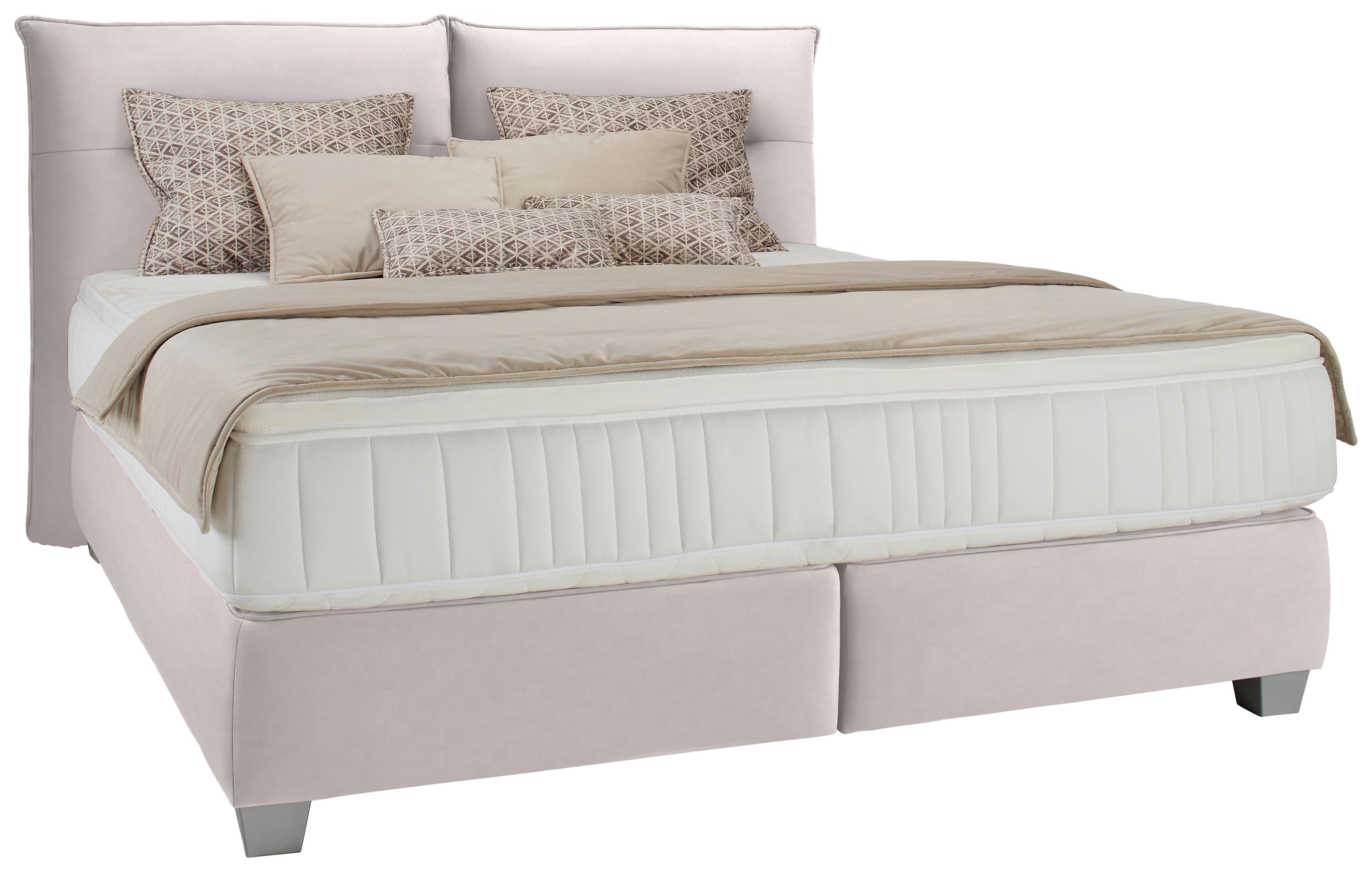 Boxspring Krevet Fog - srebrne boje/boje pijeska, Lifestyle, tekstil/plastika (160/200cm) - Premium Living