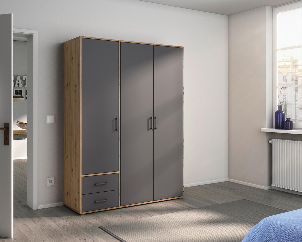 DULAP  USI ROTATIVE VOYAGER - stejar Artisan/gri, Modern, material pe bază de lemn (140/194/53cm) - Modern Living