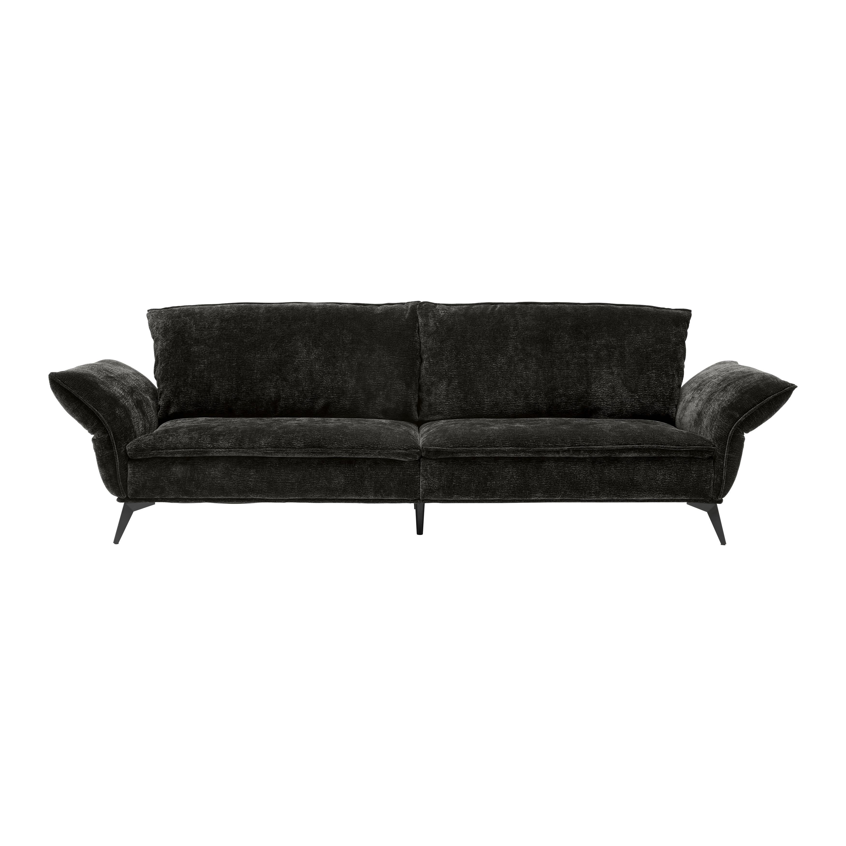 Megasofa Ottawa Dunkelbraun Flachgewebe, ohne Kissen - Dunkelbraun/Schwarz, MODERN, Textil/Metall (272/87/107cm) - Premium Living