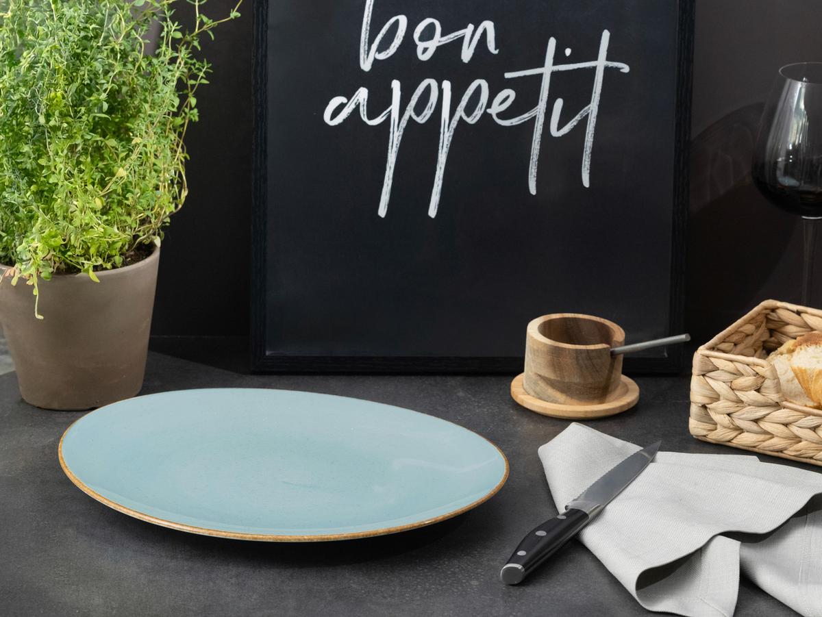 Set Krožnikov Za Zrezke Aqua, 4-Delni - svetlo modra, Basics, keramika (30,5/26cm) - Creatable